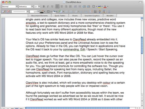 read text in microsoft word for mac